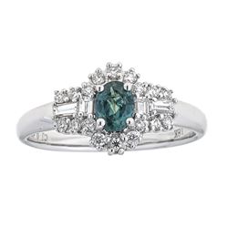 0.46 ctw Alexandrite and Diamond Ring - 18KT White Gold