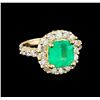 Image 1 : 3.10 ctw Emerald and Diamond Ring - 14KT Yellow Gold