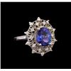 Image 1 : 4.10 ctw Tanzanite and Diamond Ring - 14KT White Gold