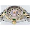 Image 2 : Rolex Two-Tone Pink MOP Emerald String Diamond DateJust Ladies Watch