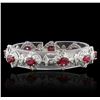 Image 1 : 20.25 ctw Ruby and Diamond Bracelet - 14KT White Gold