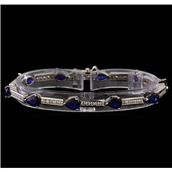 14KT White Gold 10.40 ctw Sapphire and Diamond Bracelet