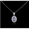 Image 2 : 14KT White Gold 8.01 ctw Tanzanite and Diamond Pendant With Chain