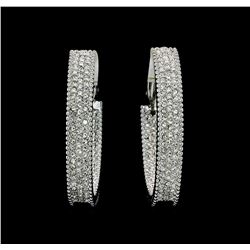 6x38mm Crystal Hoop Earrings - Silver Plated