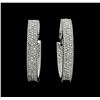 Image 1 : 6x38mm Crystal Hoop Earrings - Silver Plated