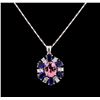 Image 1 : 14KT White Gold 2.65 ctw Tourmaline, Sapphire and Diamond Pendant With Chain