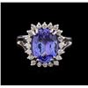 Image 2 : 4.70 ctw Tanzanite and Diamond Ring - 14KT White Gold