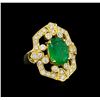 Image 1 : 14KT Yellow Gold 2.85 ctw Emerald and Diamond Ring