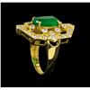 Image 4 : 14KT Yellow Gold 2.85 ctw Emerald and Diamond Ring