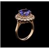 Image 4 : 4.78 ctw Tanzanite and Diamond Ring - 14KT Rose Gold