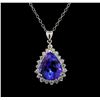 Image 1 : GIA Cert 17.75 ctw Tanzanite and Diamond Pendant With Chain - 14KT White Gold