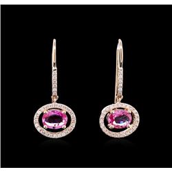 2.52 ctw Pink Sapphire and Diamond Earrings - 14KT Rose Gold