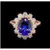 Image 2 : 3.83 ctw Tanzanite and Diamond Ring - 14KT Rose Gold