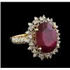 Image 1 : 6.73 ctw Ruby and Diamond Ring - 14KT Yellow Gold