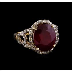 8.79 ctw Ruby and Diamond Ring - 14KT Yellow Gold