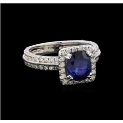 1.80 ctw Sapphire and Diamond Ring - 14KT White Gold