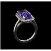 Image 4 : 6.32 ctw Tanzanite and Diamond Ring - 14KT White Gold