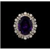 Image 2 : 14KT White Gold 11.11 ctw Amethyst and Diamond Ring