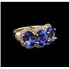 Image 1 : 6.87 ctw Tanzanite and Diamond Ring - 14KT Yellow Gold