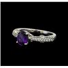 Image 1 : 1.14 ctw Purple Sapphire and Diamond Ring - 14KT White Gold