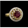 Image 1 : 3.77 ctw Ruby and Diamond Ring - 14KT Yellow Gold