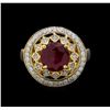 Image 2 : 3.77 ctw Ruby and Diamond Ring - 14KT Yellow Gold