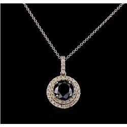 3.58 ctw Black Diamond Pendant With Chain - 14KT White Gold