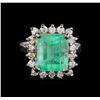 Image 2 : 4.96 ctw Emerald and Diamond Ring - 14KT White Gold