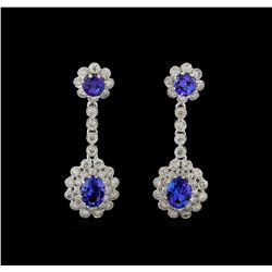 14KT White Gold 3.22 ctw Tanzanite and Diamond Earrings