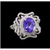 Image 1 : 5.92 ctw Tanzanite and Diamond Ring - 14KT White Gold