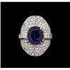 Image 2 : 6.30 ctw Sapphire and Diamond Ring - 18KT White Gold