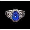 Image 2 : 3.63 ctw Tanzanite and Diamond Ring - 14KT White Gold