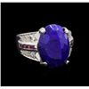 Image 1 : 16.00 ctw Lapis Lazuli, Ruby and Diamond Ring - Platinum