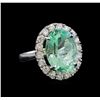 Image 1 : 9.49 ctw Emerald and Diamond Ring - 14KT White Gold