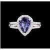 Image 2 : 1.38 ctw Tanzanite and Diamond Ring - 14KT White Gold