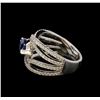 Image 1 : 2.33 ctw Sapphire and Diamond Ring - 18KT White Gold