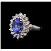 Image 1 : 3.56 ctw Tanzanite and Diamond Ring - 14KT White Gold