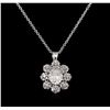 Image 2 : 1.30 ctw Diamond Pendant With Chain - 14KT White Gold