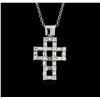 Image 1 : 14KT White Gold 1.33 ctw Diamond Cross Pendant With Chain