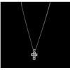 Image 2 : 14KT White Gold 1.33 ctw Diamond Cross Pendant With Chain