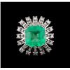 Image 2 : 5.93 ctw Emerald and Diamond Ring - 14KT White Gold