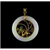 Image 2 : 0.40 ctw Jadeite and Ruby Pendant - 14KT Yellow Gold