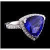 Image 1 : GIA Cert 5.54 ctw Tanzanite and Diamond Ring - Platinum