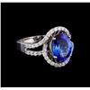 Image 1 : 3.52 ctw Tanzanite and Diamond Ring - 14KT White Gold