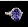 Image 1 : 4.48 ctw Tanzanite and Diamond Ring - 14KT White Gold