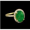 Image 1 : 14KT Yellow Gold 3.01 ctw Emerald and Diamond Ring