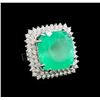 Image 1 : GIA Cert 20.96 ctw Emerald and Diamond Ring - 14KT White Gold