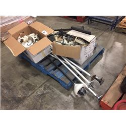 LOT OF TRACK LIGHTING, SURVEILLANCE CAMERAS, SCREENS AND MOUNTS