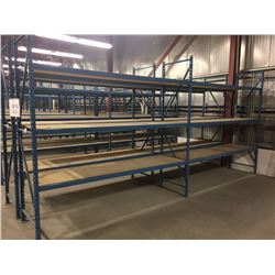 2 BAYS OF BLUE 9FTX8FT TALL EASYRECT RACKING WITH SHELVES