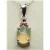 Image 1 : STERLING SILVER OPAL & RUBY PENDANT